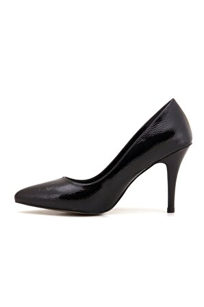 1996 L&L Günlük Kadın Topuklu Ayakkabı-Siyah Rugan