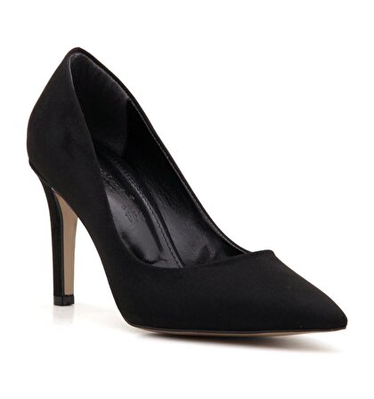 900 L&L Günlük Kadın Topuklu Ayakkabı-Siyah Suet
