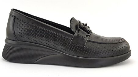 Albini 30Z702 Hakiki Deri Kadın Günlük Ayakkabı-Siyah