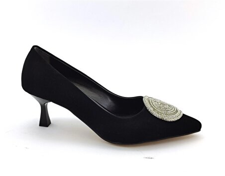 L&L 13 Günlük Kadın Topuklu Ayakkabı-Siyah Suet