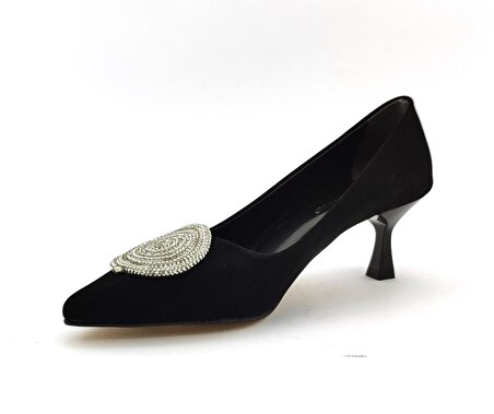 L&L 13 Günlük Kadın Topuklu Ayakkabı-Siyah Suet