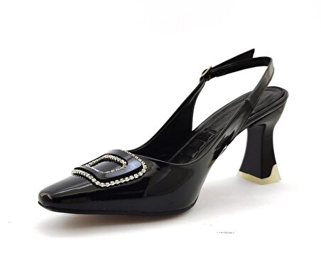 L&L 305 Günlük Kadın Topuklu Ayakkabı-Siyah Rugan