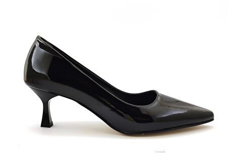 L&L 402 Günlük Kadın Topuklu Ayakkabı-Siyah Rugan