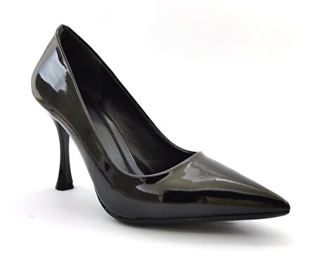 L&L 1401 Günlük Kadın Topuklu Ayakkabı-Siyah Rugan