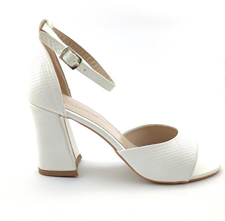 L&L 3607 Günlük Kadın Topuklu Ayakkabı-Beyaz
