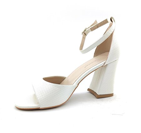 L&L 3607 Günlük Kadın Topuklu Ayakkabı-Beyaz