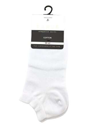 Fabcare Dikişsiz Cotton Erkek Patik Çorabı-Beyaz