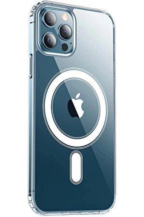 Iphone 12 Pro Max Kılıf Kamera Lens Korumalı Magsafe Destekli Şeffaf Darbe Emici Sert Kapak