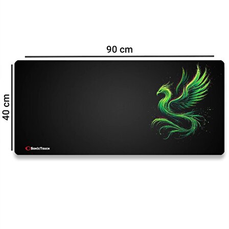 SonicTouch UltraGrand Siyah Neon Yeşili Anka Kuşu Dikişsiz Xxl Gaming Oyuncu Masaüstü Klavye Mouse Pad 40x90Cm