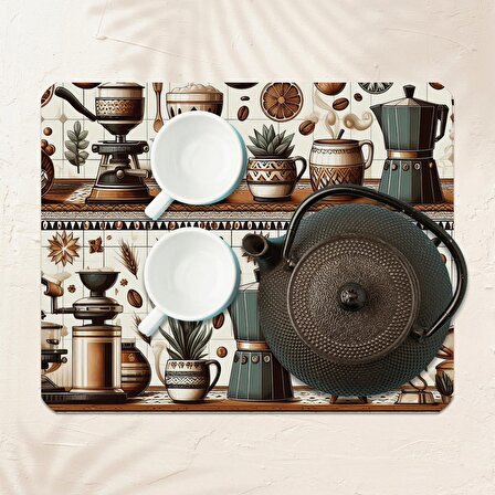 Valerine Life Kahve Makinesi Matı Su Geçirmez Kaymaz Çaycı, Çay Espresso Makinesi Pad 35x45cm