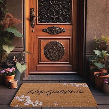 Valerine Life Pembe Kiraz Çiçekleri Hoş Geldiniz Kapı Önü Paspası 45x70cm