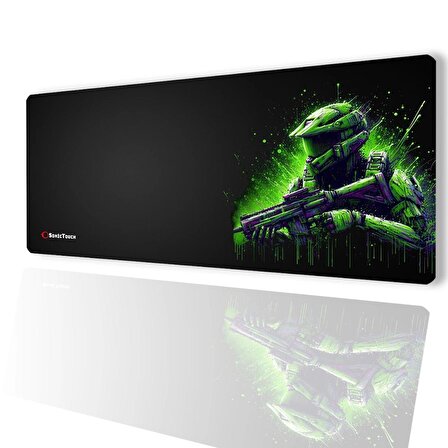SonicTouch UltraGrand Siyah ve Neon Yeşili Soldier Dikişsiz Xxl Gaming Oyuncu Masaüstü Klavye Mouse Pad 40x90Cm