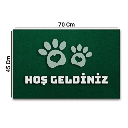 Valerine Life Veteriner Kliniği Yeşil Renk Hoş Geldiniz Pet Shop Kapı Önü Paspası 45x70cm