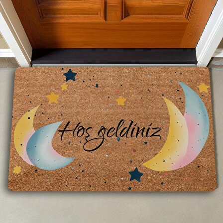 Valerine Life Ay ve Yıldız Temalı Hoş Geldiniz Kapı Önü Paspası 45x70cm