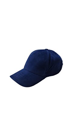 Kadife Arkası Cırtlı Ayarlanabilir Unisex Kep Şapka Açık Lacivert