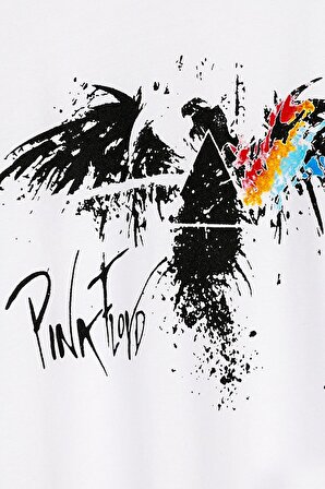 Pink Floyd Baskılı  Oversize Unisex T-Shirt Beyaz