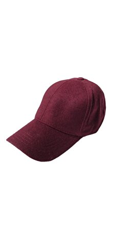 Kaşe Unisex Arkası Cırtlı Ayarlanabilir Düz Renk Şapka Bordo