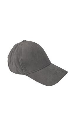 Kadife Arkası Cırtlı Ayarlanabilir Unisex Kep Şapka Gri