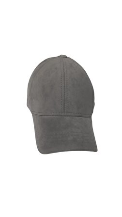 Kadife Arkası Cırtlı Ayarlanabilir Unisex Kep Şapka Gri