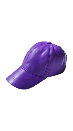 Unisex Arkası Cırtlı Ayarlanabilir Deri Kep Şapka Mor