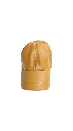 Unisex Arkası Cırtlı Ayarlanabilir Deri Kep Şapka Camel