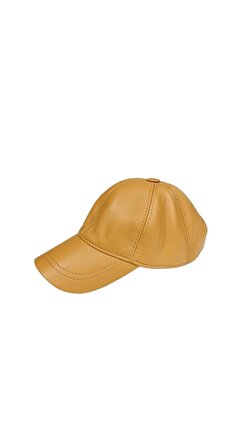 Unisex Arkası Cırtlı Ayarlanabilir Deri Kep Şapka Camel