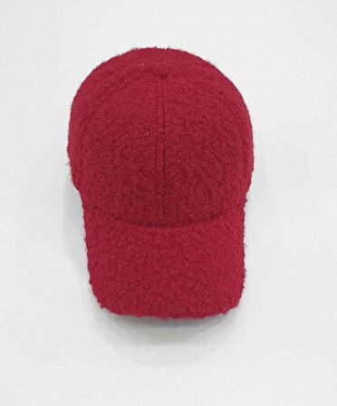 Peluş Teddy Arkası Cırtlı Ayarlanabilir Kep Şapka Kırmızı
