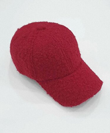 Peluş Teddy Arkası Cırtlı Ayarlanabilir Kep Şapka Kırmızı