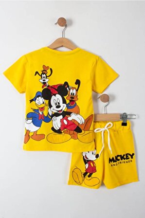 Mickey ve Arkadaşları Baskılı Erkek Çocuk Şortlu Alt Üst Takım