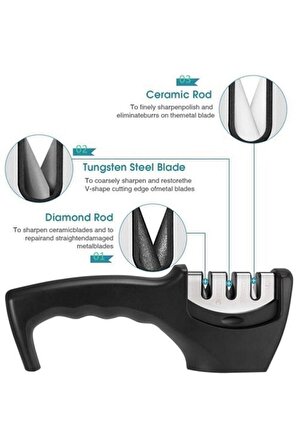 Profesyonel Bıçak Bileyici 3 Açılı Elmas Uçlu Seramik Tungsten Çelik El Mutfak Bıçak Bileme Aleti