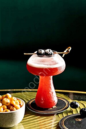 4 Adet Mantar Model Kokteyl Isıya Dayanıklı Cam Bardak Soğuk Sıcak Kahve Sunum Bardağı Seti