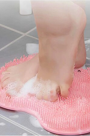 3'lü Vantuzlu Silikon Banyo Duş Matı Fırçası Sırt Ayak Kesesi Masaj Pedi Vücut Kese Lifi Colorful