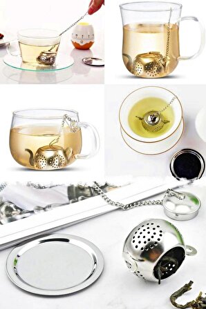 2'li Demlik Model Çelik Bitki Çayı Demleme Süzgeci Çay Kahve Demleme Bardak Çaydanlık Tea Süzgeci