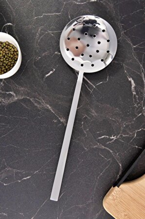 Adalı Paslanmaz Çelik Kevgir Kepçe Kaşık Çatal Spatula 5'li Lüx Mutfak Servis Yemek Hazırlık Takımı
