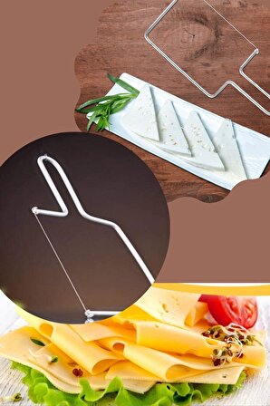 Pratik Paslanmaz Peynir Dilimleyici + 1 Tel Kesici Peynir Bıçağı Teli