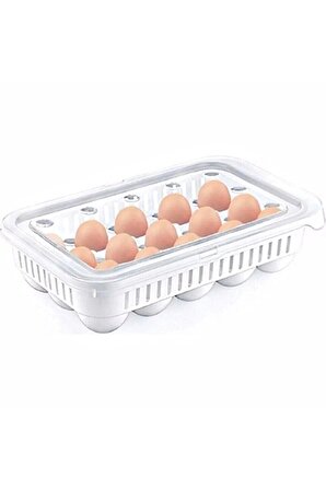 2 Adet 15'li Yumurta Saklama Kabı Yumurtalık Kapaklı Buzdolabı Yumurta Kutusu Organizer Düzenleyici