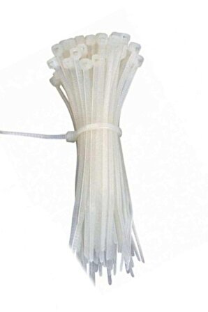 Beyaz Cırtlı Plastik Kelepçe Kablobağı 2,5*150mm 100 Adet