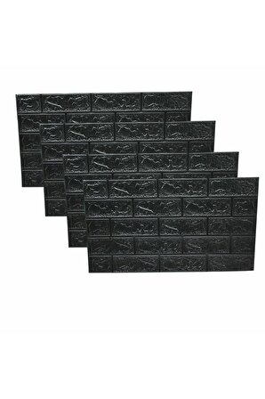 70*38 cm Kendinden Yapışkanlı Estetik tuğla desen 3D Boyut Duvar Kağıdı Paneli siyah