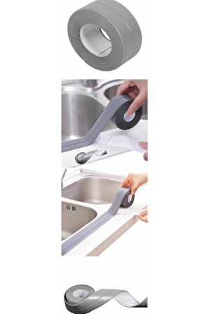 Gri Su Sızdırmaz Banyo Mutfak Lavabo Küvet İzolasyon Şerit Bant 3,2*38 mm