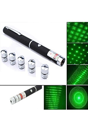 5 Başlıklı Üzel Kutusunda Yeşil Lazer Green Laser Poınter