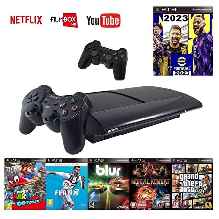 Sony 320gb ps3 + 2 adet sıfır gamepad + 20 Adet strateji oyunu, Pes 2023 Yüklü