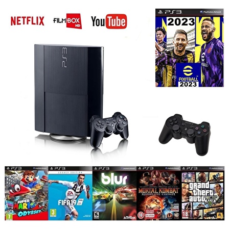 Sony Ps3 320gb + 2 adet sıfır gamepad + 70 oyun Pes 2023 Gta 5  Blur vb Güncel oyunlar