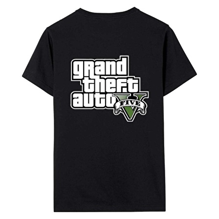 Gta 5 Baskılı T-Shirt - 6 -7 (128) Yaş Beden - Siyah - Mood