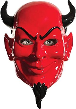 Parti Aksesuar Kırmızı Renk Plastik Mask Şeytan Maskesi 20x30 cm