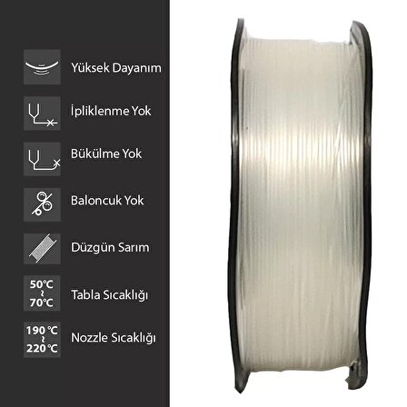 Elas 1.75 Mm Şeffaf Pla Plus Filament 1Kg