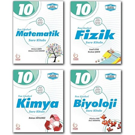 Palme Yayıncılık 10. Sınıf Fen Liseleri Sayısal Soru Bankası Set 4 Kitap Matematik Fizik Kimya Biyoloji