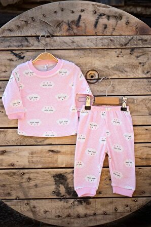 Pamuklu Bulut Desenli Kız Erkek Bebek Pijama İkili Takım
