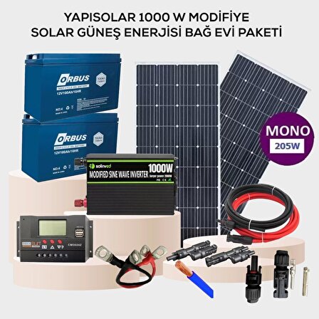 Yapısolar 1000 W Solar Güneş Enerjisi Bağ Evi M Paketi