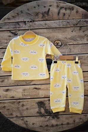 Pamuklu Bulut Desenli Kız Erkek Bebek Pijama İkili Takım