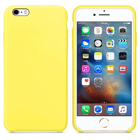 Apple iPhone 6 Altı Açık Liquit Lansman Silikon Limon Sarısı